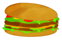 Two patty single cheese burger with vegetables