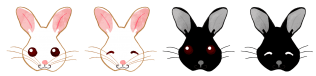 Animals Black and White Rabbits Face only