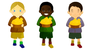 Thanksgiving Boy carrying corns banner