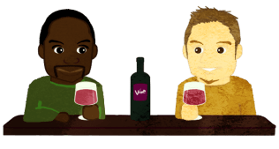 Gentlemen Drinking Wine Together at the Counter