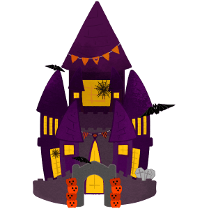 Halloween Castle with Pumpkin Decoration