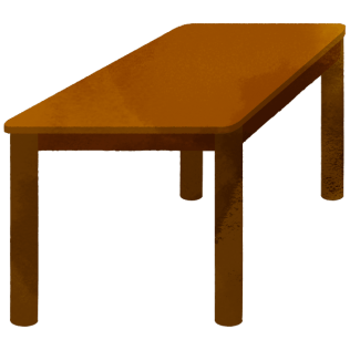 Normal Wooden Table with Round Corners and Round Feet