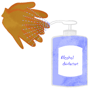 Alcohol disinfectant pump spray spraying to hand