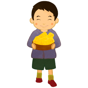 Boy carrying corns