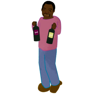 Man holding wine bottles