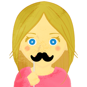 Woman with mustache stick