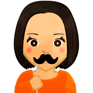 Woman with mustache stick