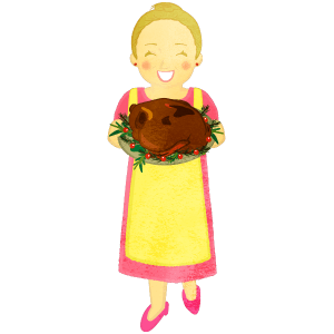 Woman carrying a turkey