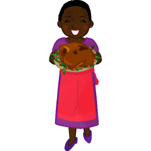 Woman carrying a turkey