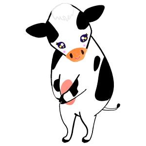 Cow entire body bowing shyly
