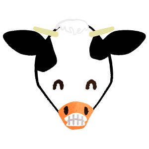 Cow face only smiling with white teeth