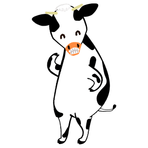 Cow entire body front male doing victory pose