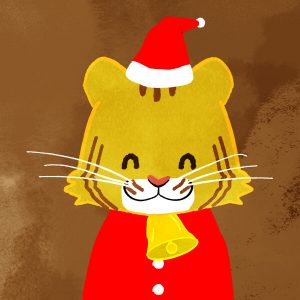 Animals Smiling Tiger In Santa Outfit