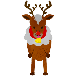 Reindeer with Red Nose rejoicing with legs up
