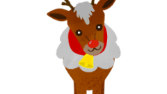 christmas reindeer with red nose tilting head 268