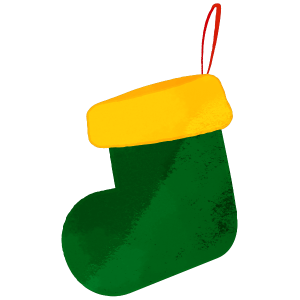 Christmas ornament green and yellow socks