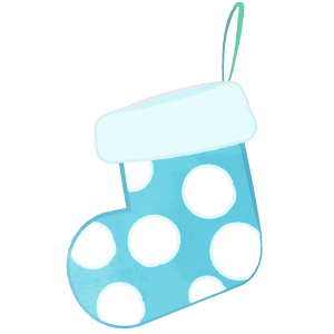 Christmas ornament turquoise and white dots socks