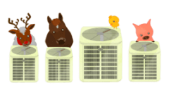 animals looking at air conditioner outdoor unit spinning its eyes 268