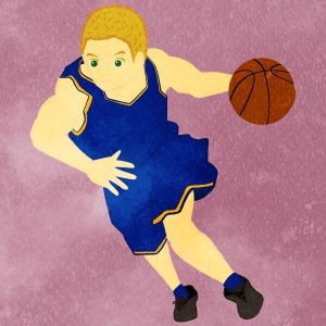 Basketball Dribbling Man With Blue Uniform