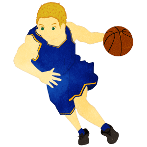 Basketball Dribbling Man With Blue Uniform