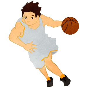 Basketball Dribbling Man With Gray Uniform