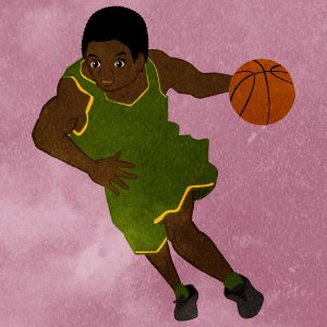 Basketball Dribbling Man With Green Uniform
