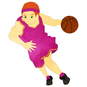 Basketball Dribbling Man With Pinkish Uniform