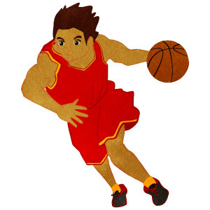 Basketball Dribbling Man With Red Uniform