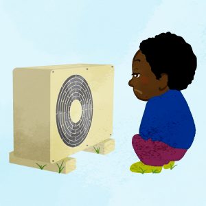 Boy Looking At Air Conditioner Outdoor Unit 2