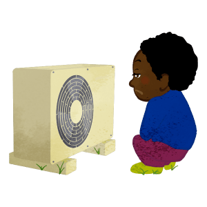 Boy Looking At Air Conditioner Outdoor Unit 2