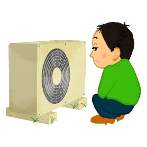 Boy Looking At Air Conditioner Outdoor Unit 3