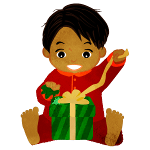 Boy Opening The Christmas Present F