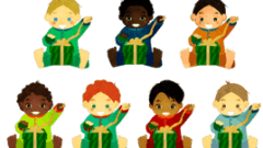 boys opening christmas presents