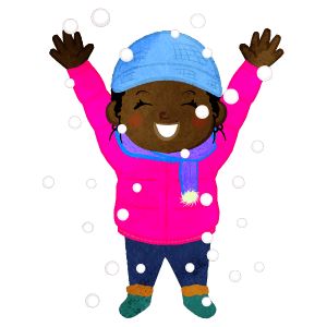 Girl Excited As Snow Is Falling B