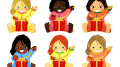 girls opening christmas presents