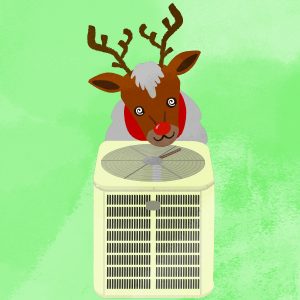 Reindeer Looking At Air Conditioner Outdoor Unit Spinning Its Eyes