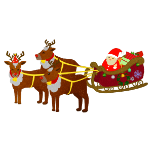 Santa And Reindeer On The Sleigh Over The Christmas Trees