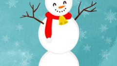 smiling snowman with red santa muffler and hat 268