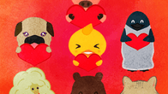 animals holding a heart 268