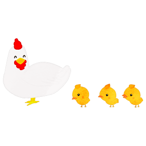 Chicks Going After Hen Side View