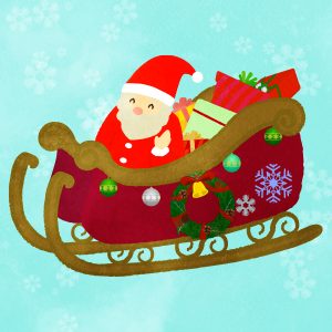 Christmas Sled With Smiling Santa