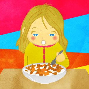 Girl Just Woke Up And Eating A Cereal