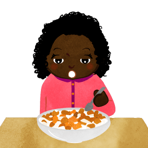 Girl Just Woke Up And Eating A Cereal B