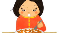 girl just woke up and eating a cereal c 268