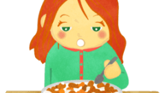 girl just woke up and eating a cereal e 268