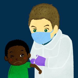 Medical Male Doctor Immunizing A Boy B