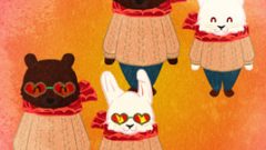 bear and rabbit with matching outfits 268