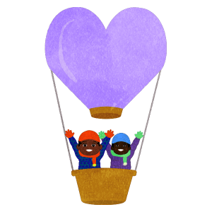 Children On Heart Shaped Hot Air Balloon B D B B
