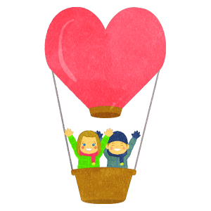Children On Heart Shaped Hot Air Balloon G A B A