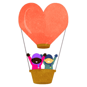 Children On Heart Shaped Hot Air Balloon G B B A
